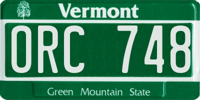 VT license plate ORC748