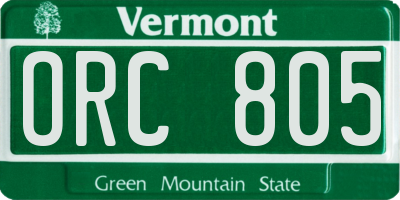 VT license plate ORC805
