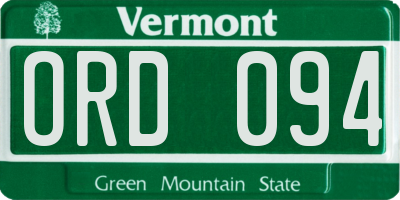 VT license plate ORD094