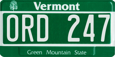 VT license plate ORD247