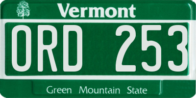 VT license plate ORD253