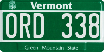 VT license plate ORD338