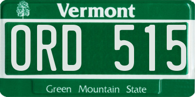VT license plate ORD515