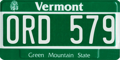 VT license plate ORD579