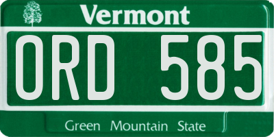 VT license plate ORD585