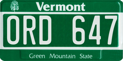 VT license plate ORD647