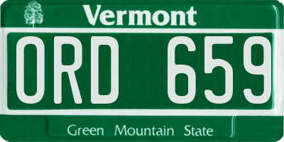 VT license plate ORD659