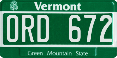 VT license plate ORD672