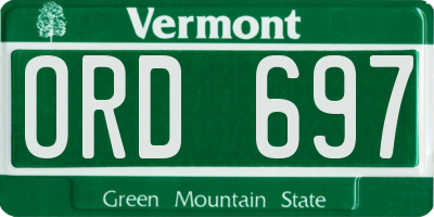 VT license plate ORD697