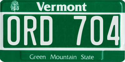 VT license plate ORD704