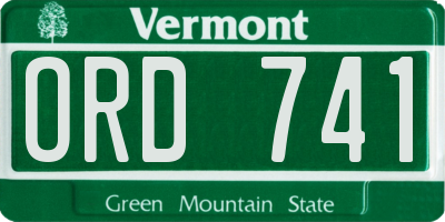 VT license plate ORD741