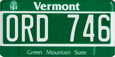 VT license plate ORD746