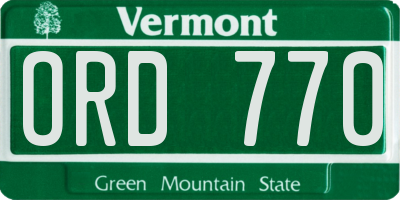 VT license plate ORD770