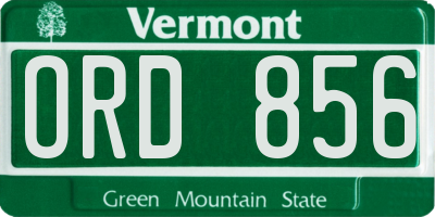 VT license plate ORD856