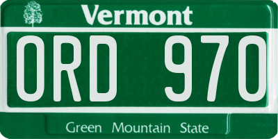 VT license plate ORD970