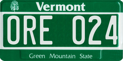VT license plate ORE024