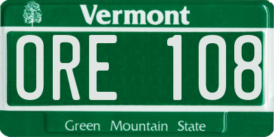 VT license plate ORE108