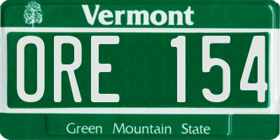 VT license plate ORE154