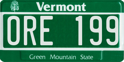 VT license plate ORE199