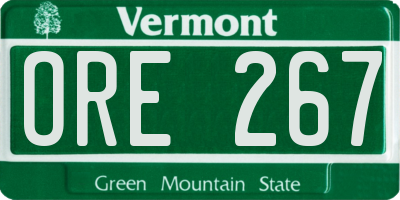 VT license plate ORE267