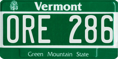 VT license plate ORE286