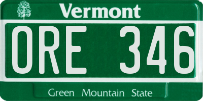 VT license plate ORE346