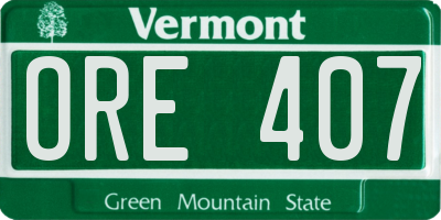 VT license plate ORE407