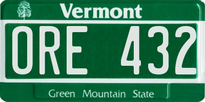 VT license plate ORE432