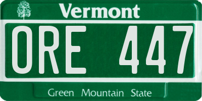 VT license plate ORE447