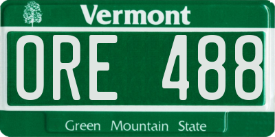 VT license plate ORE488
