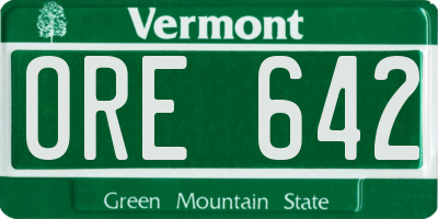 VT license plate ORE642