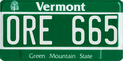 VT license plate ORE665