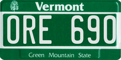 VT license plate ORE690