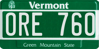 VT license plate ORE760