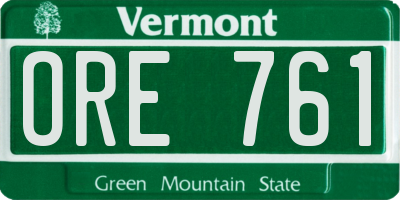 VT license plate ORE761