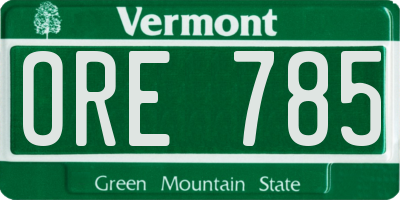 VT license plate ORE785
