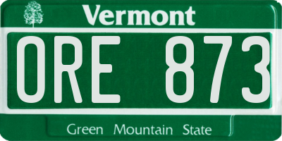 VT license plate ORE873