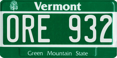 VT license plate ORE932