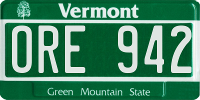 VT license plate ORE942