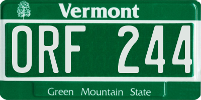 VT license plate ORF244