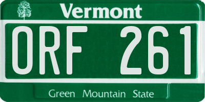VT license plate ORF261