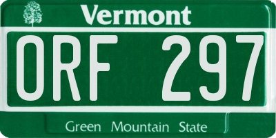 VT license plate ORF297