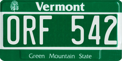 VT license plate ORF542