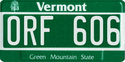 VT license plate ORF606