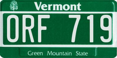 VT license plate ORF719