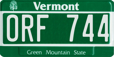 VT license plate ORF744