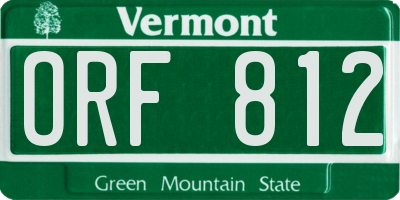 VT license plate ORF812