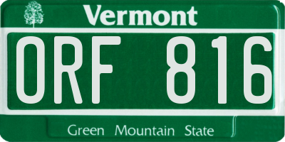 VT license plate ORF816