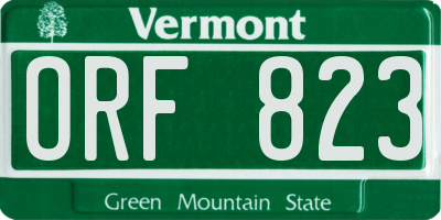 VT license plate ORF823
