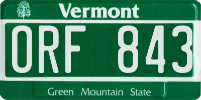 VT license plate ORF843
